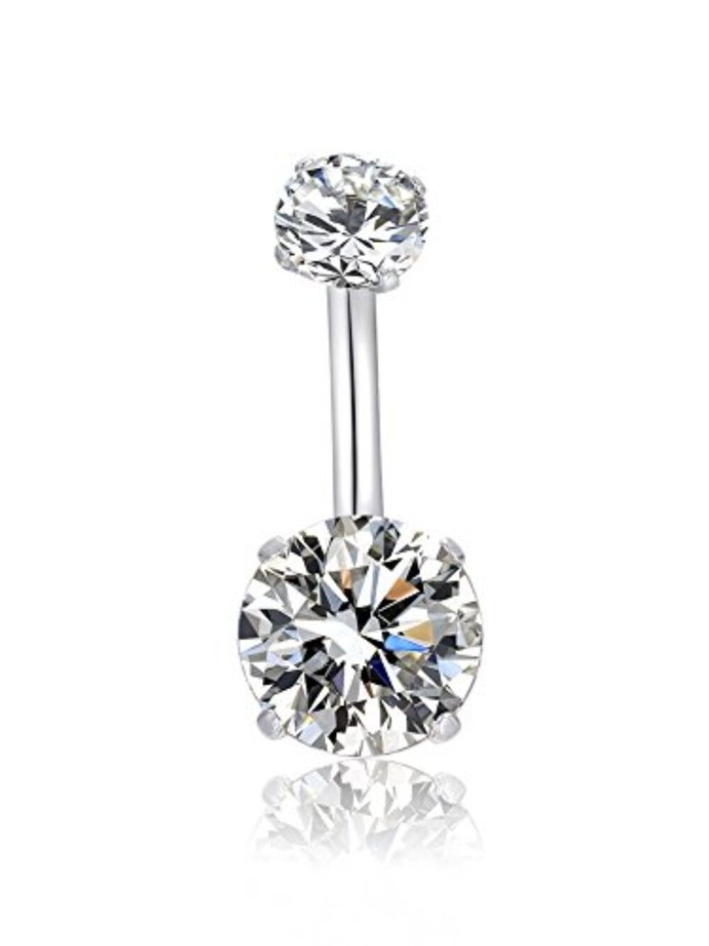 14G Belly Button Rings Surgical Stainless Steel Round Cubic Zirconia‎ Navel